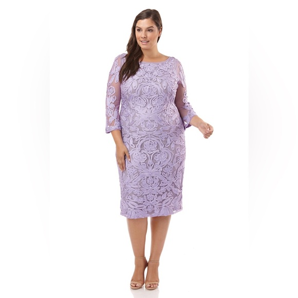 JS Collections Soutache Boatneck Bell Sleeve Cocktail Dress in Royal Sky Sz 22W - Picture 11 of 12